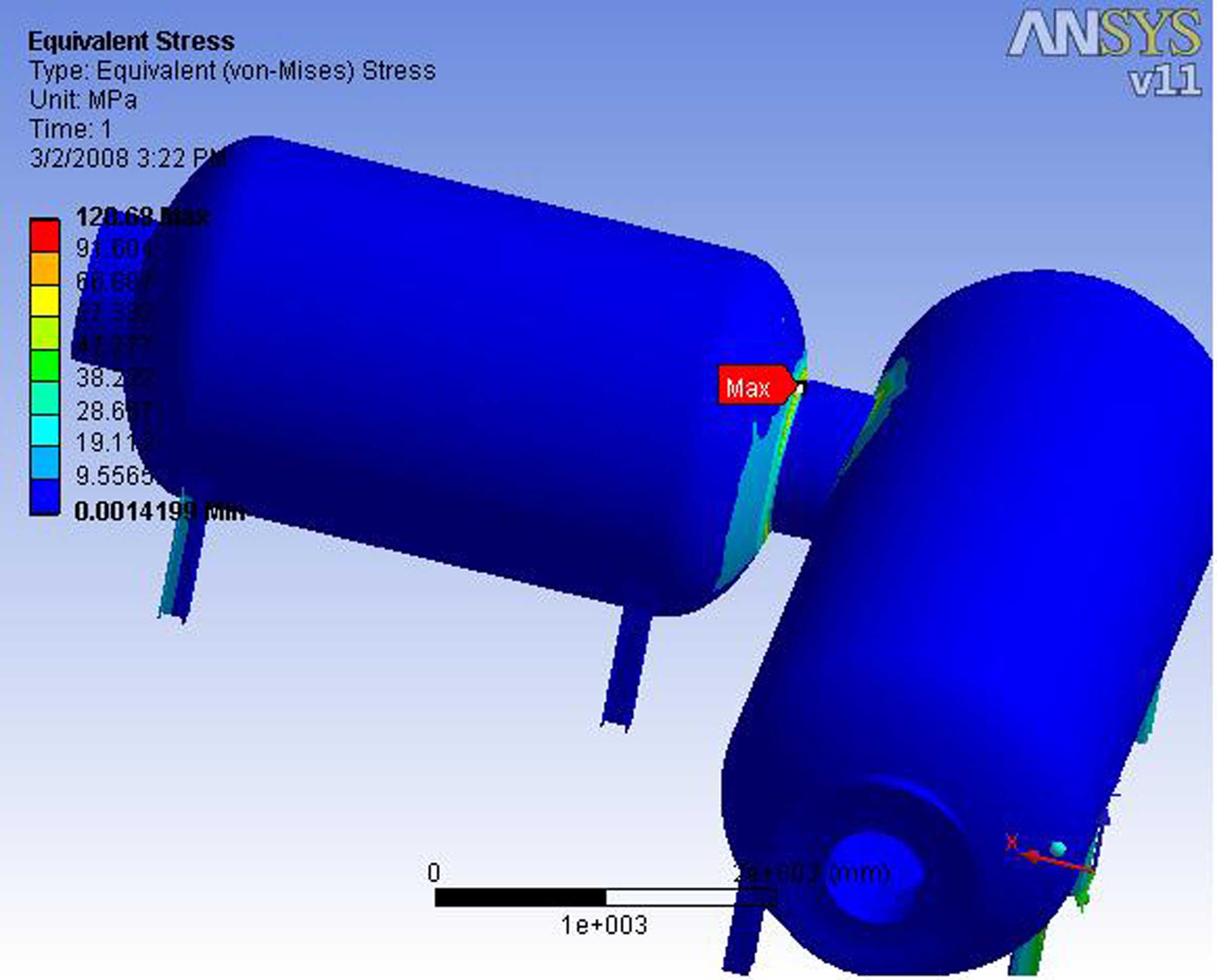 Image of deck decompression chambers modeled in ANSYS