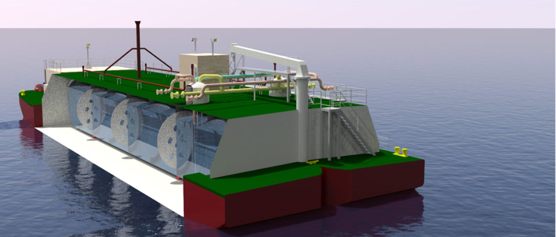 Image of Waller Marine's design for LNG bunker barge - cutaway view