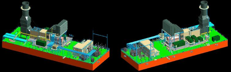 Image of power barge modeled using Plant Design Management System (PDMS) 12.0 SP5